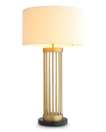 Table Lamp Condo Antique Brass Finish incl Bouclé Shade