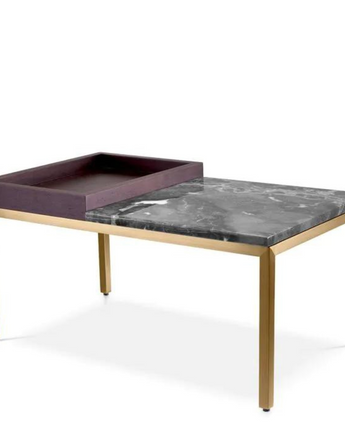 Side Table Forma - Brushed Brass Finish Grey Marble