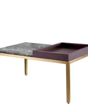 Side Table Forma - Brushed Brass Finish Grey Marble