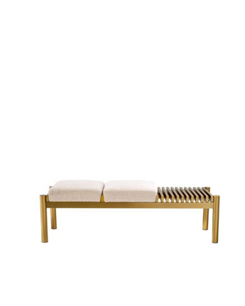 Bench Bibi - Brushed Brass Finish | Bouclé Cream