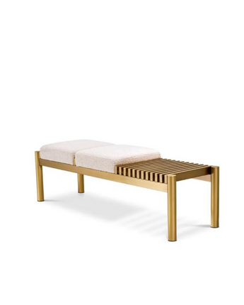 Bench Bibi - Brushed Brass Finish | Bouclé Cream